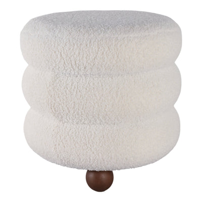 18x18" Ribbed Teddy Ottoman W/ Ball Feet, Ivory - Al Rugaib Furniture