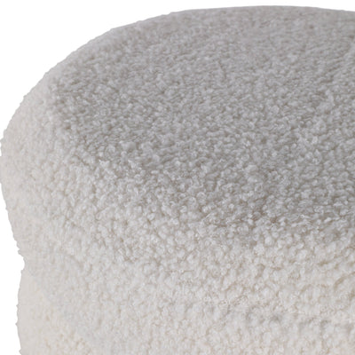 18x18" Ribbed Teddy Ottoman W/ Ball Feet, Ivory - Al Rugaib Furniture