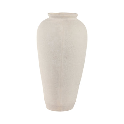 18x9" Paper Mache Floor Vase, White - Al Rugaib Furniture