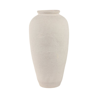 18x9" Paper Mache Floor Vase, White - Al Rugaib Furniture