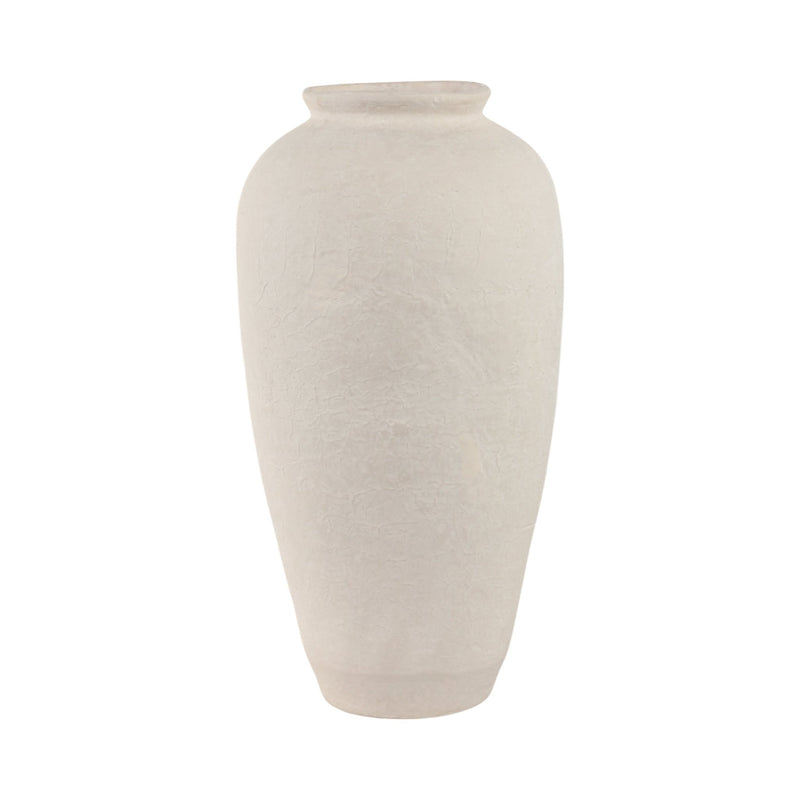 18x9" Paper Mache Floor Vase, White - Al Rugaib Furniture