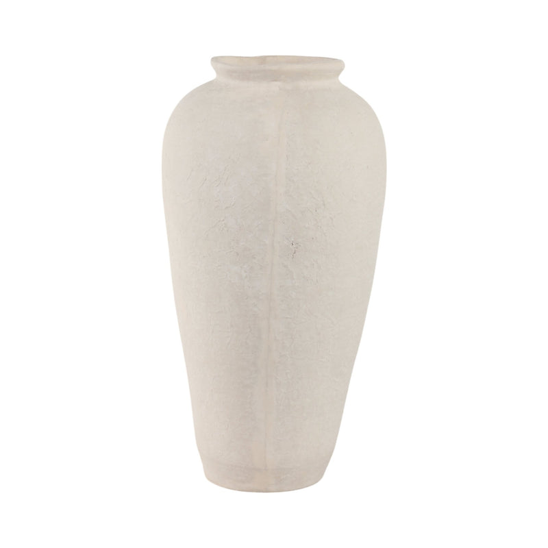 18x9" Paper Mache Floor Vase, White - Al Rugaib Furniture