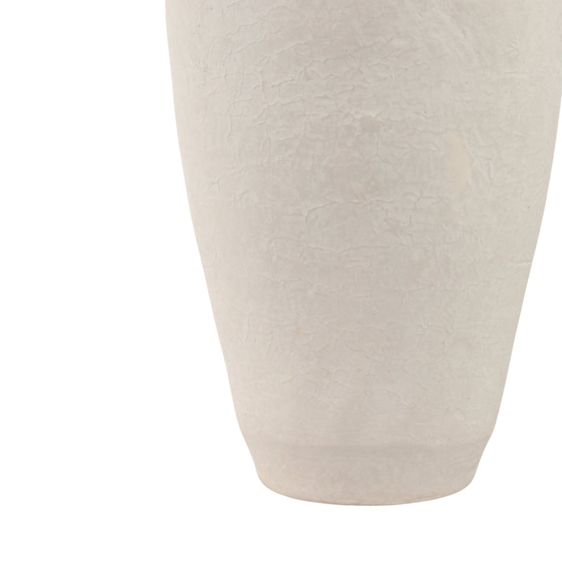 18x9" Paper Mache Floor Vase, White - Al Rugaib Furniture
