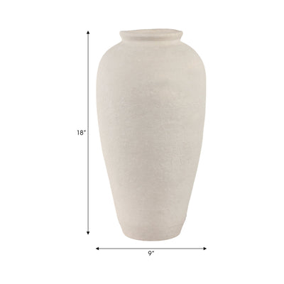18x9" Paper Mache Floor Vase, White - Al Rugaib Furniture