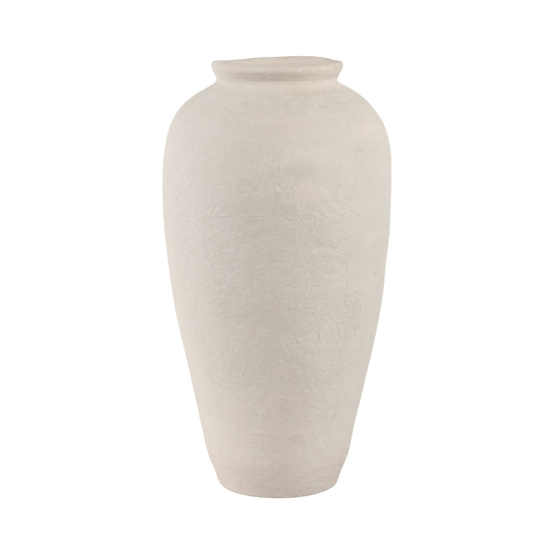 18x9" Paper Mache Floor Vase, White - Al Rugaib Furniture