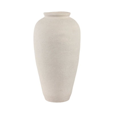 18x9" Paper Mache Floor Vase, White - Al Rugaib Furniture
