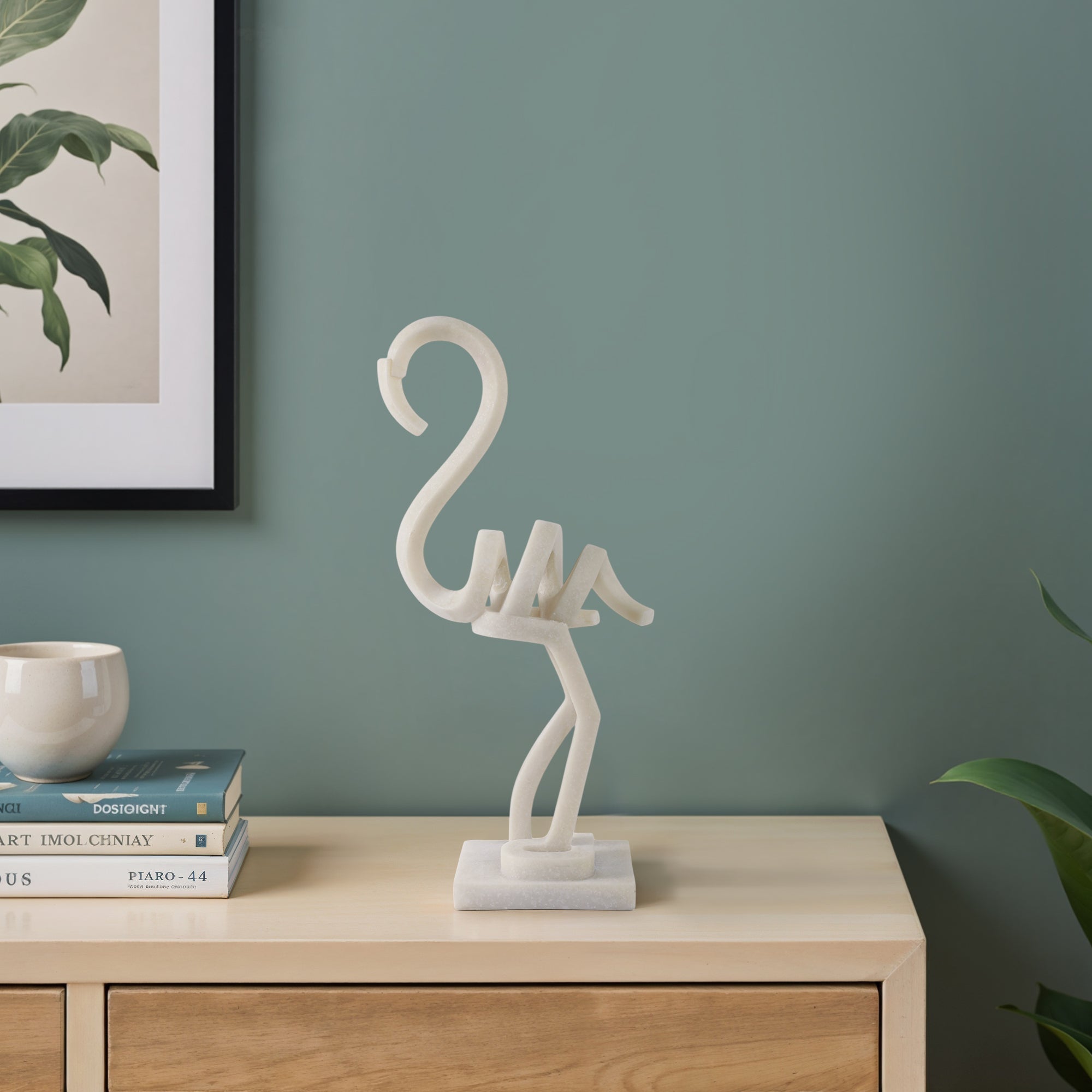 19" Clearmont Quartz Resin Flamingo, White Table Decors| Sagebrook Home