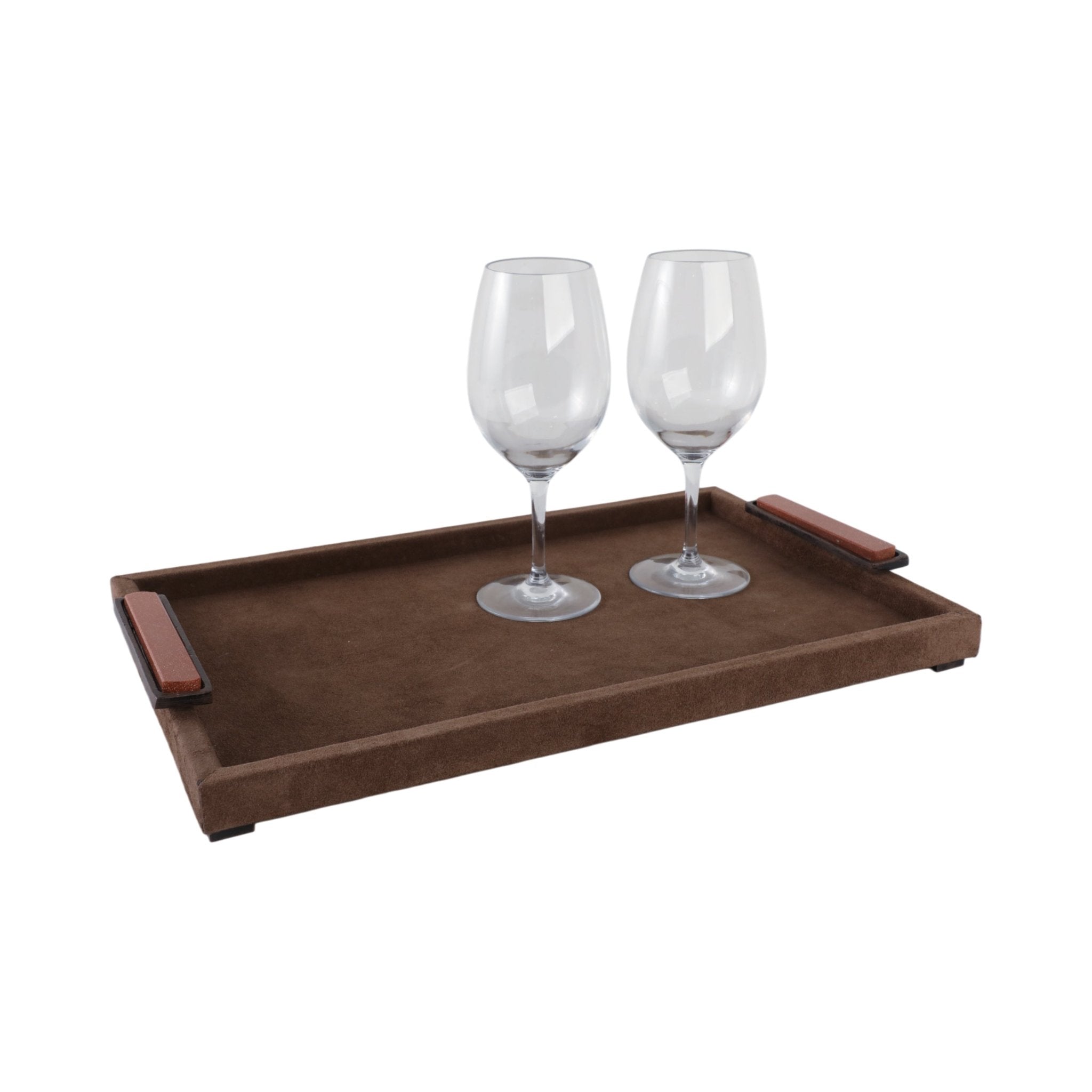 19" Delrio Suede & Gold Gemstone Hardware Tray Table Decors| Sagebrook Home