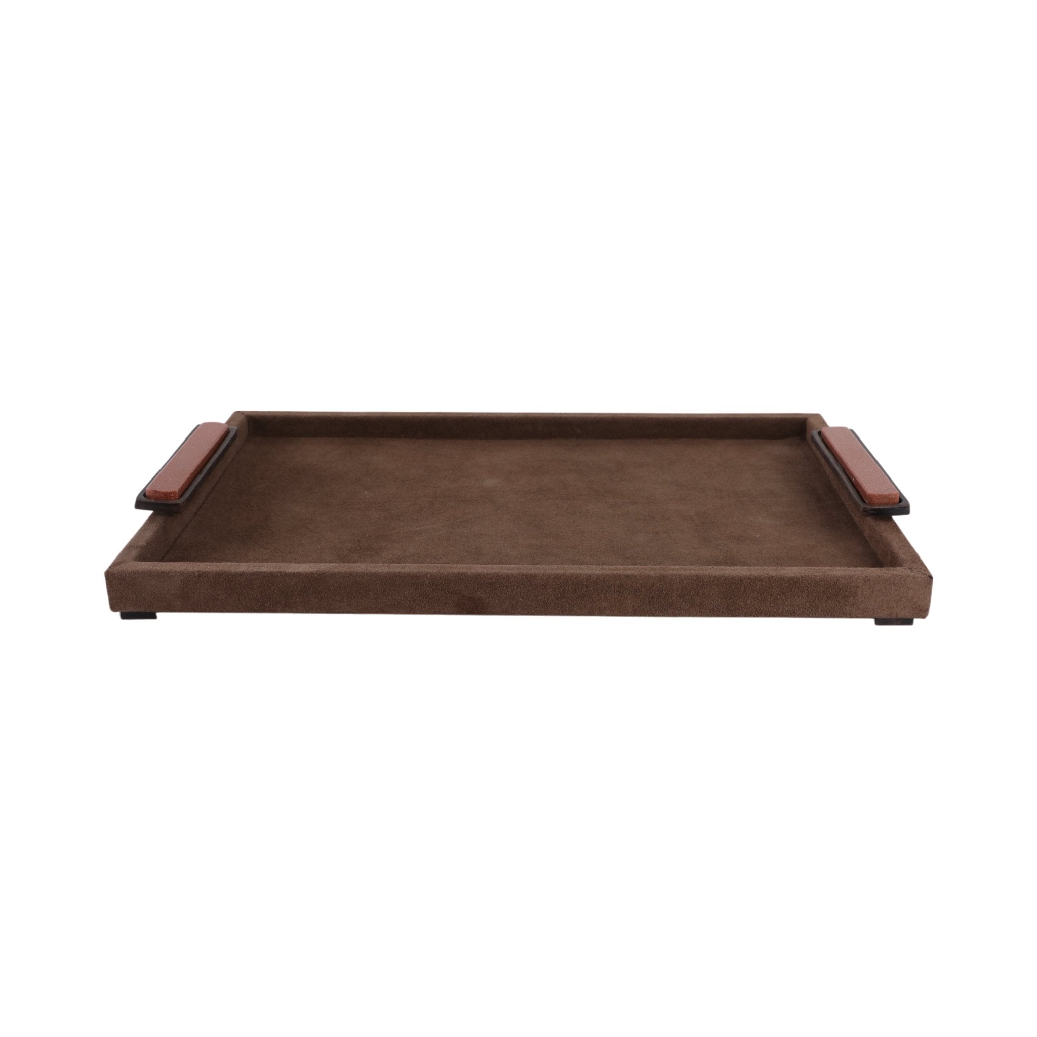 19" Delrio Suede & Gold Gemstone Hardware Tray Table Decors| Sagebrook Home