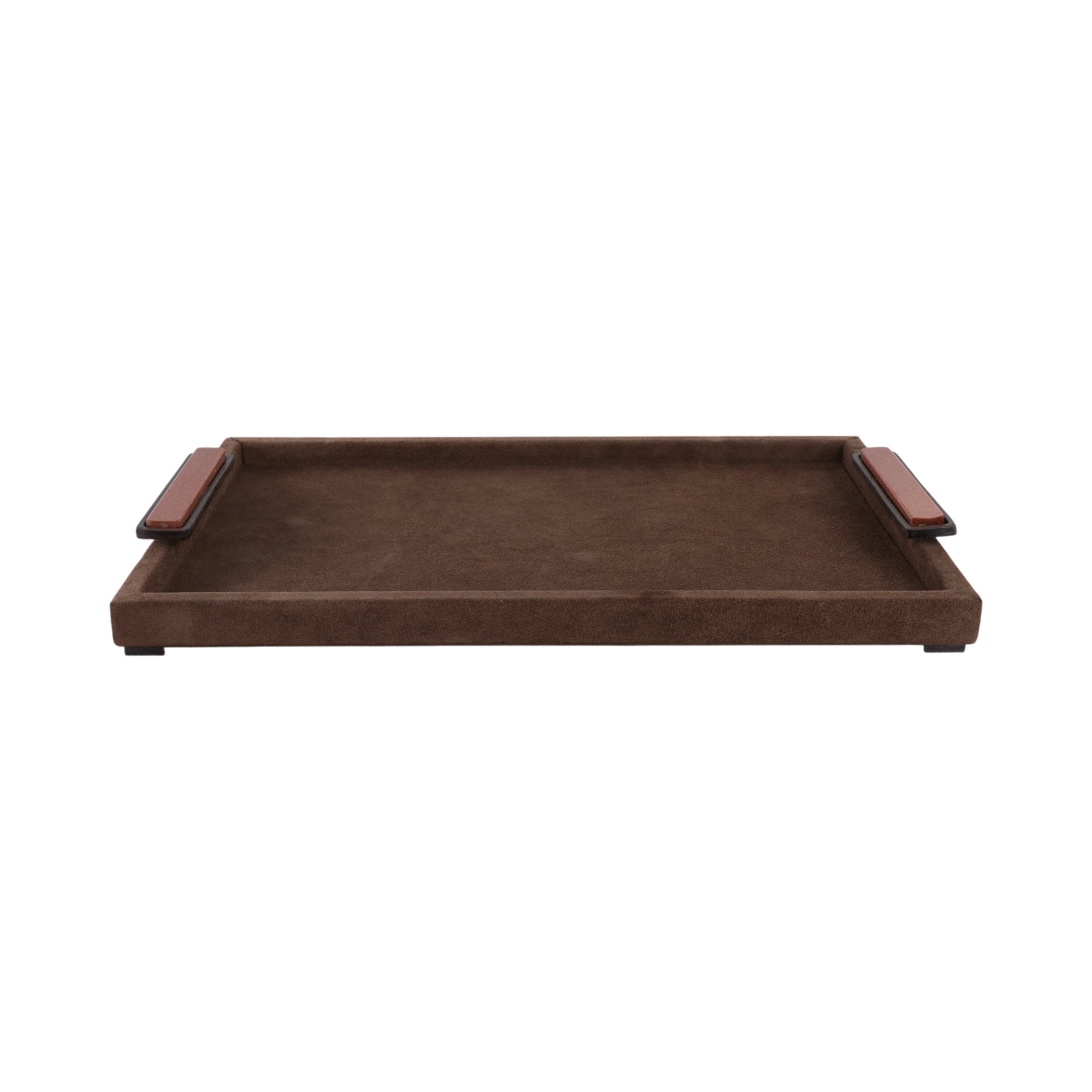 19" Delrio Suede & Gold Gemstone Hardware Tray Table Decors| Sagebrook Home
