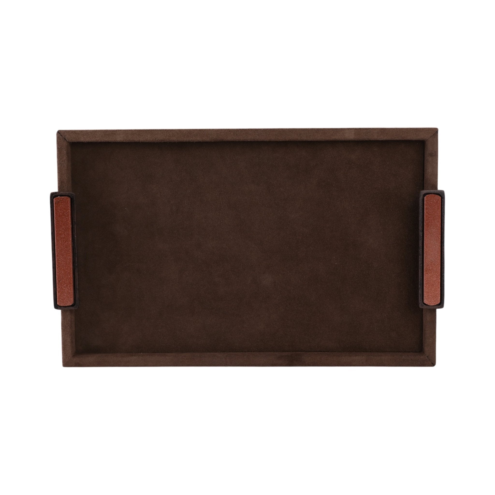19" Delrio Suede & Gold Gemstone Hardware Tray Table Decors| Sagebrook Home