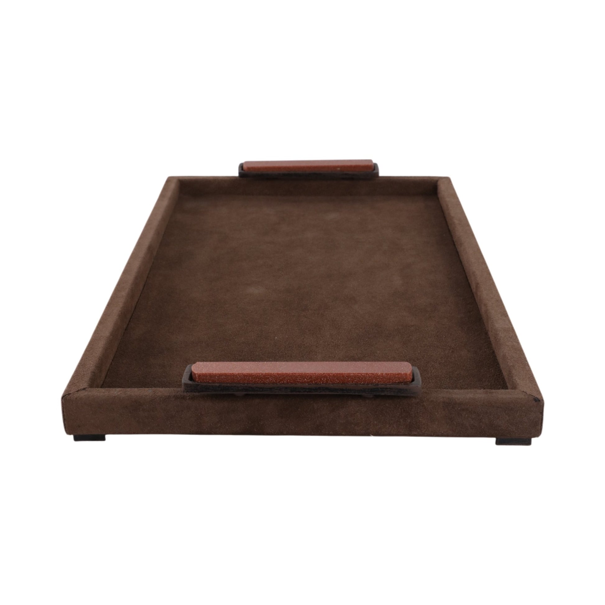19" Delrio Suede & Gold Gemstone Hardware Tray Table Decors| Sagebrook Home