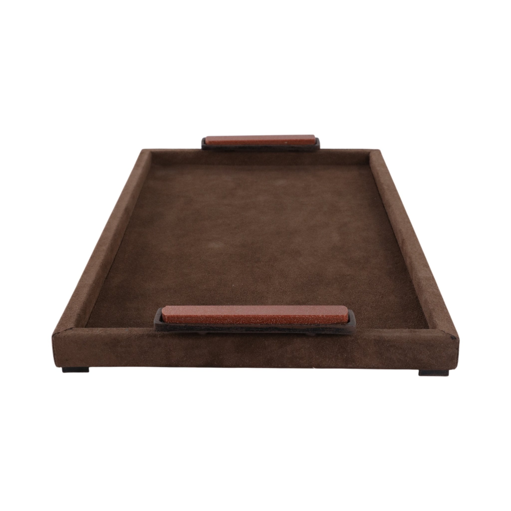 19" Delrio Suede & Gold Gemstone Hardware Tray Table Decors| Sagebrook Home