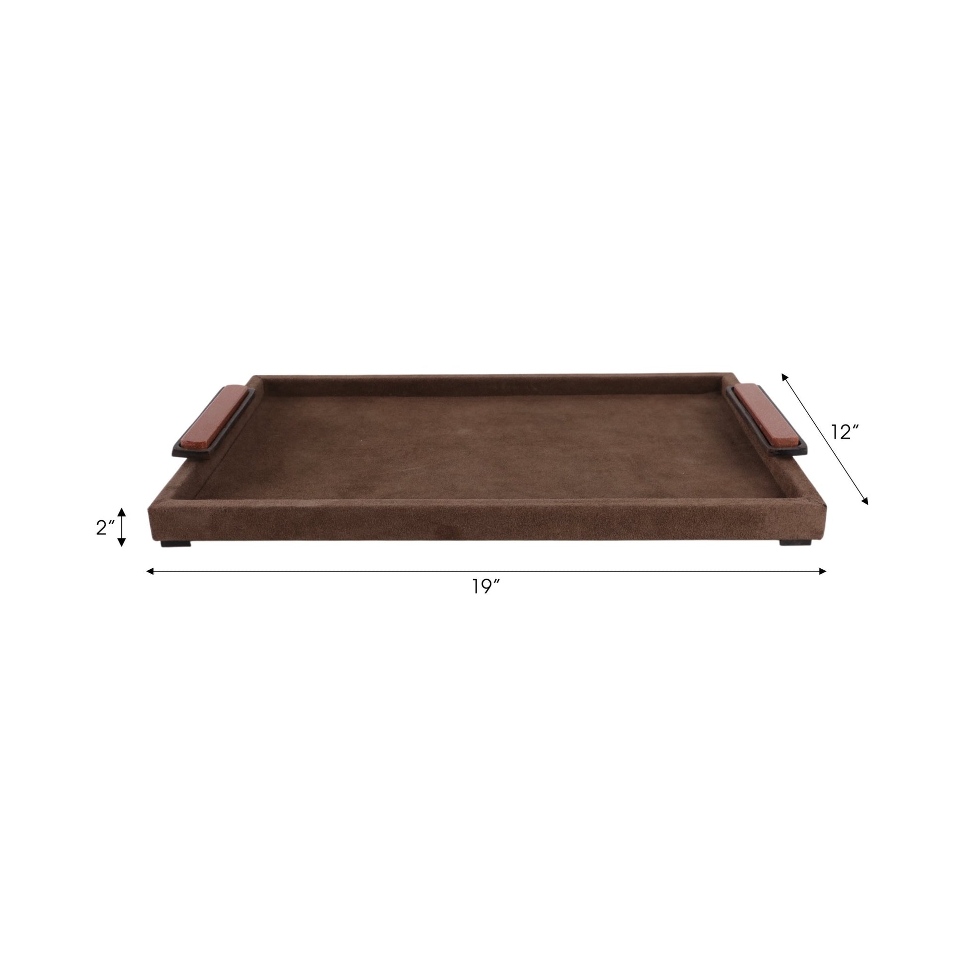 19" Delrio Suede & Gold Gemstone Hardware Tray Table Decors| Sagebrook Home