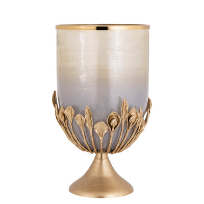 19" Eaves Large Glass And Metal Hurricane - Al Rugaib Furniture