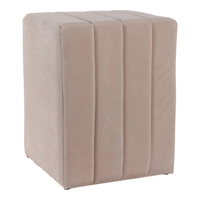 19" Halofax Tan Suede Ottoman Stool - Al Rugaib Furniture