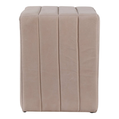 19" Halofax Tan Suede Ottoman Stool - Al Rugaib Furniture