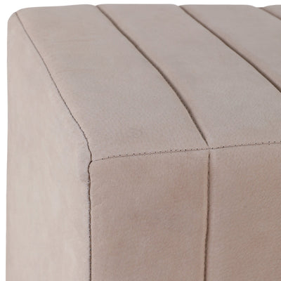 19" Halofax Tan Suede Ottoman Stool - Al Rugaib Furniture