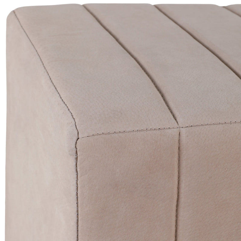 19" Halofax Tan Suede Ottoman Stool - Al Rugaib Furniture