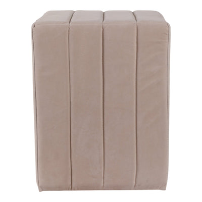 19" Halofax Tan Suede Ottoman Stool - Al Rugaib Furniture