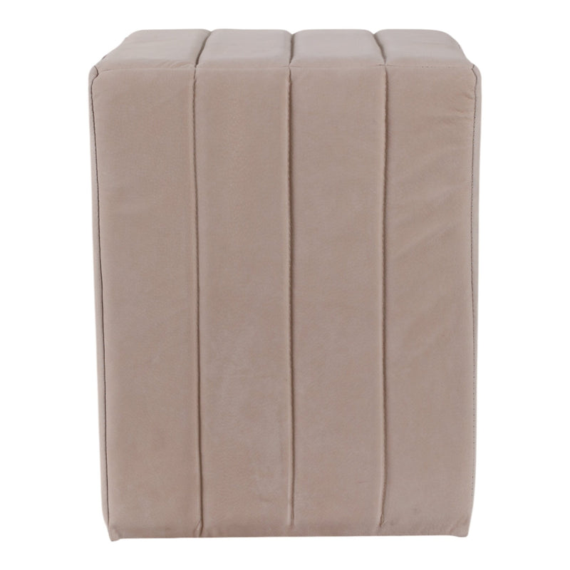19" Halofax Tan Suede Ottoman Stool - Al Rugaib Furniture