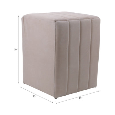 19" Halofax Tan Suede Ottoman Stool - Al Rugaib Furniture