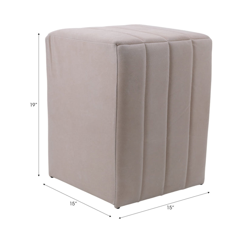 19" Halofax Tan Suede Ottoman Stool - Al Rugaib Furniture