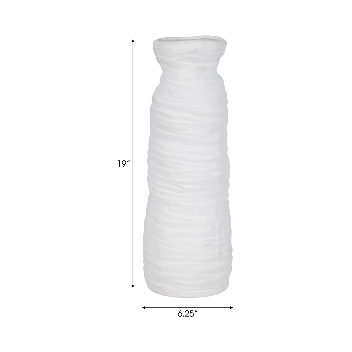 19" Horizontal Ribbed Matte Vase, Ivory Vases and Jars| Sagebrook Home