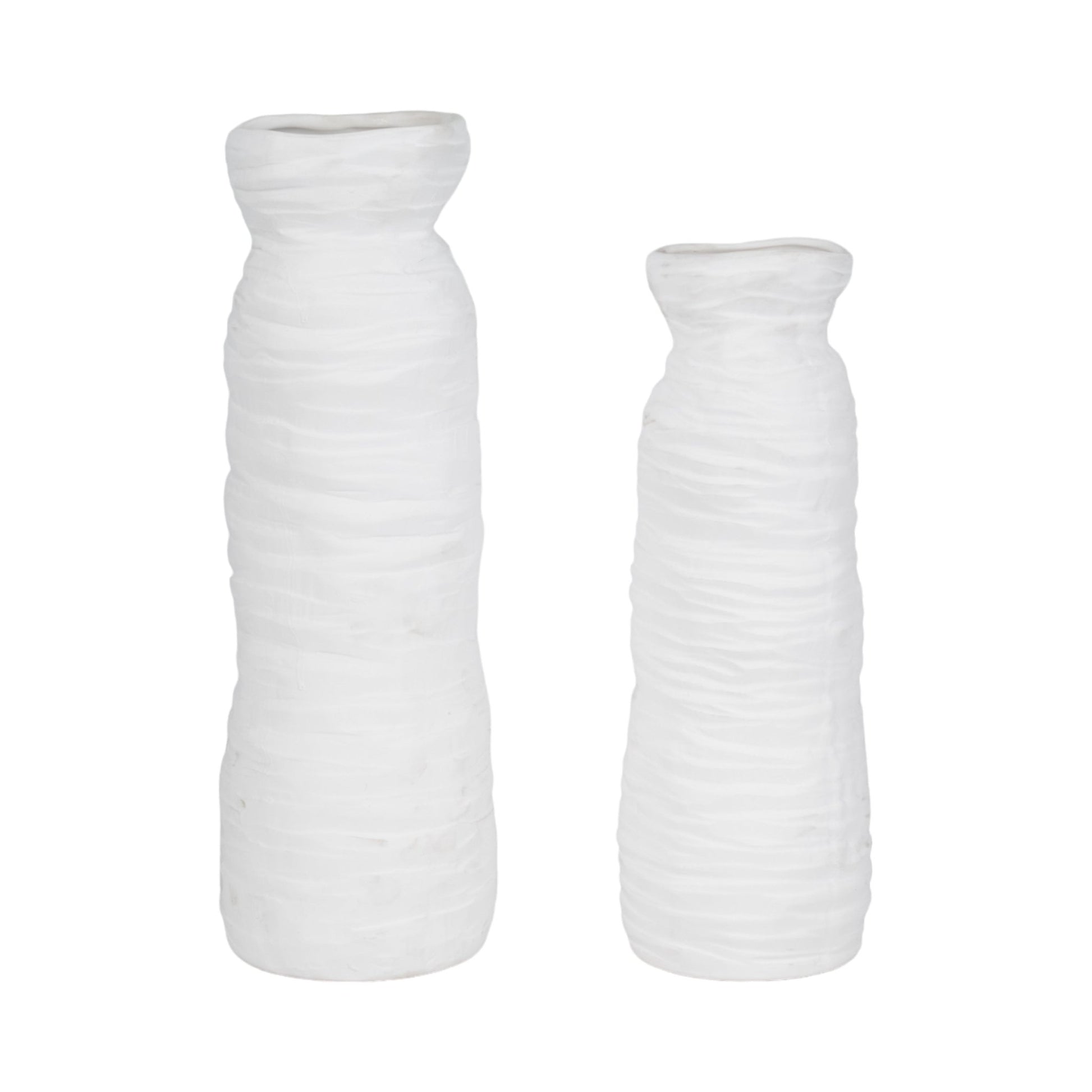 19" Horizontal Ribbed Matte Vase, Ivory Vases and Jars| Sagebrook Home