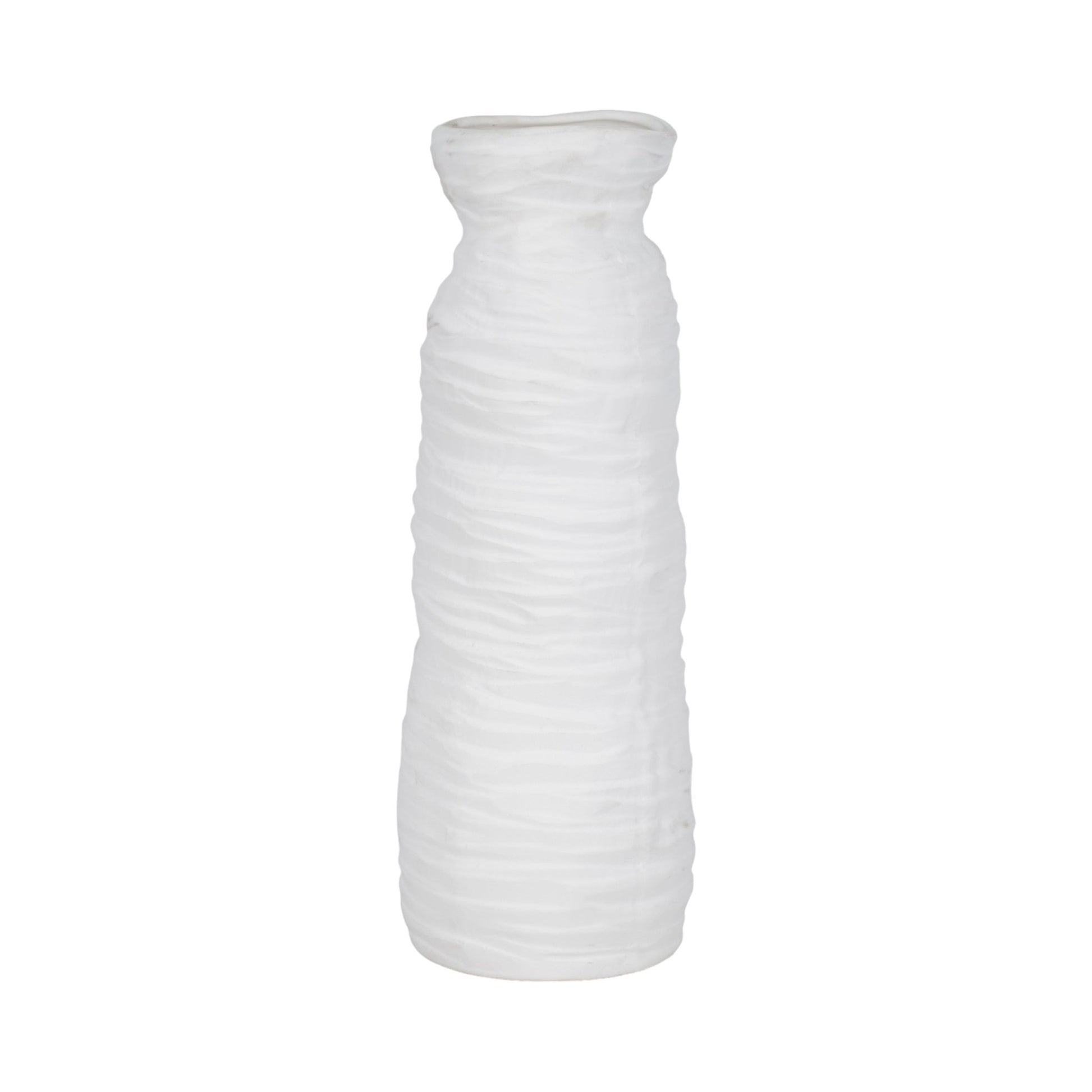 19" Horizontal Ribbed Matte Vase, Ivory Vases and Jars| Sagebrook Home