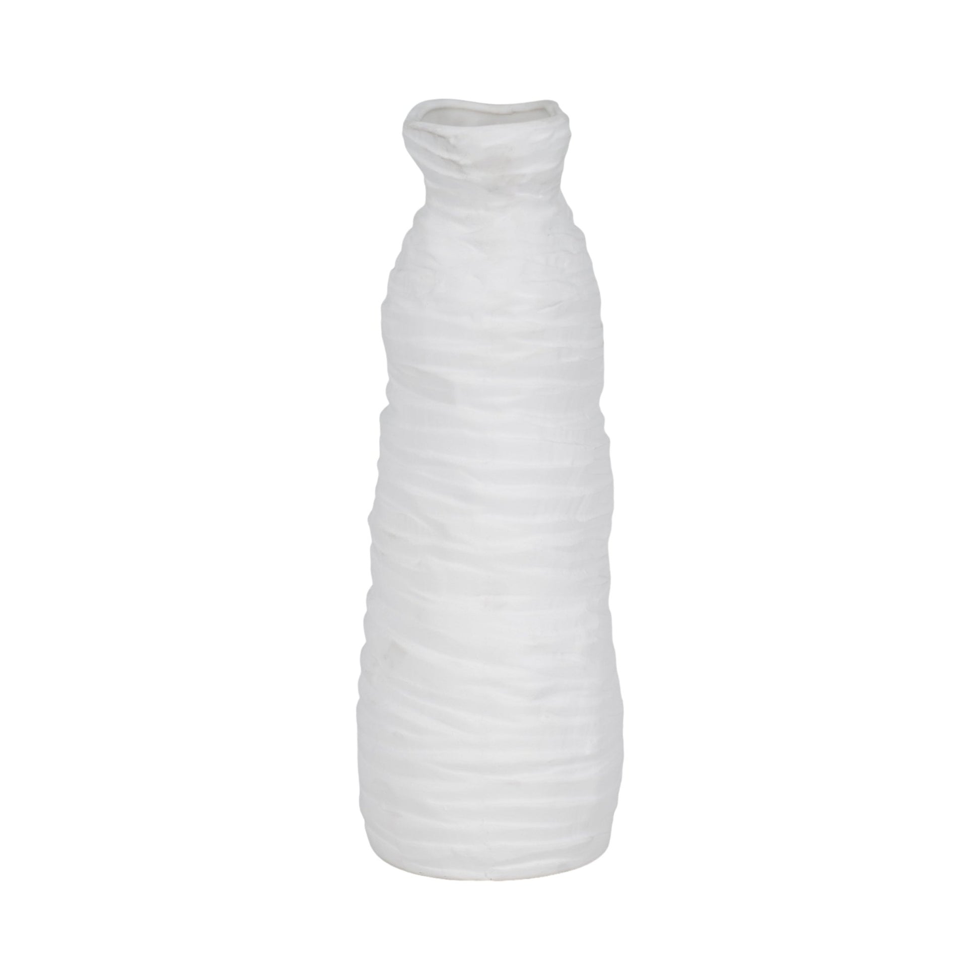 19" Horizontal Ribbed Matte Vase, Ivory Vases and Jars| Sagebrook Home