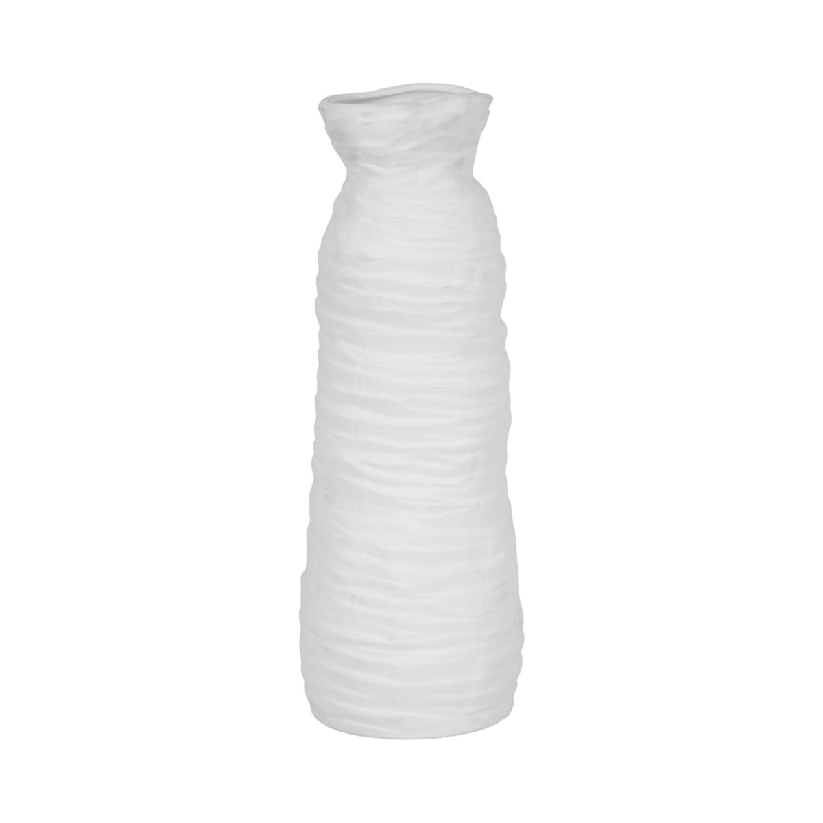 19" Horizontal Ribbed Matte Vase, Ivory Vases and Jars| Sagebrook Home