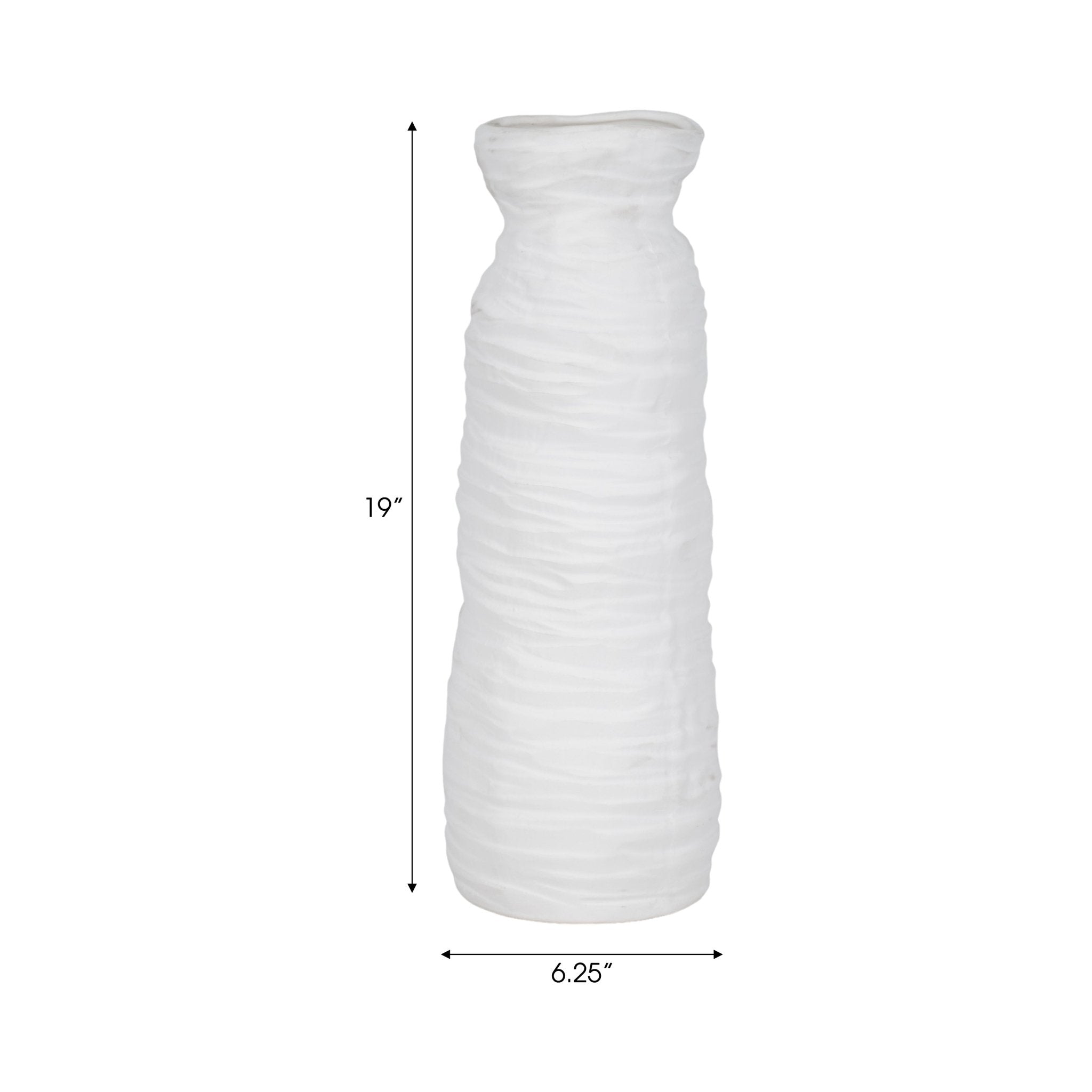 19" Horizontal Ribbed Matte Vase, Ivory Vases and Jars| Sagebrook Home