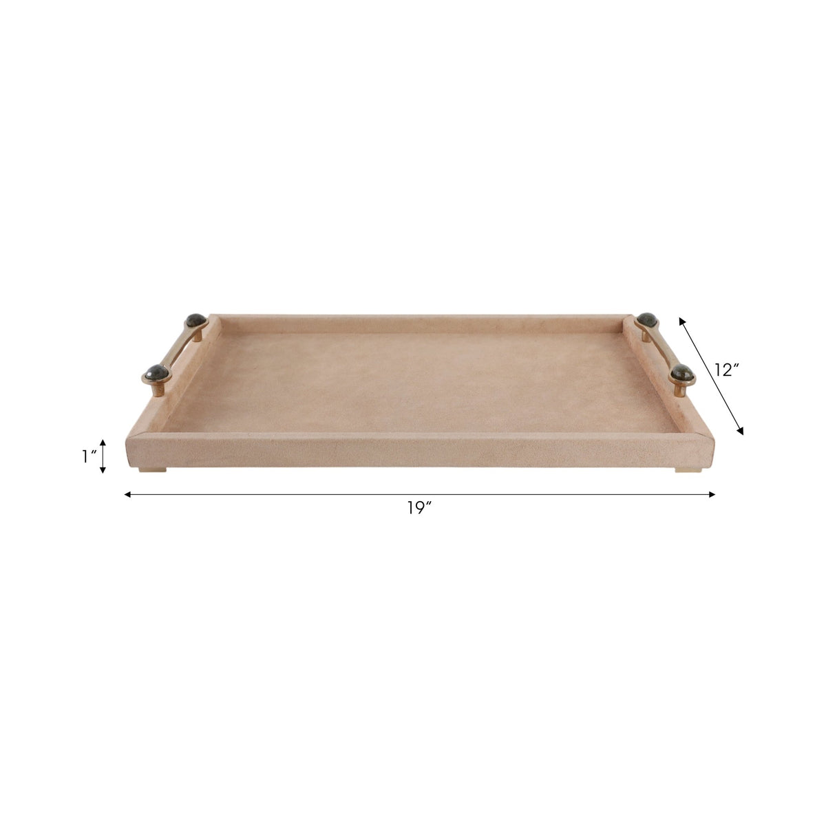 19" KELSIE SUEDE LABRADORITE GEMSTONE HARDWARE TRA Table Decors| Sagebrook Home