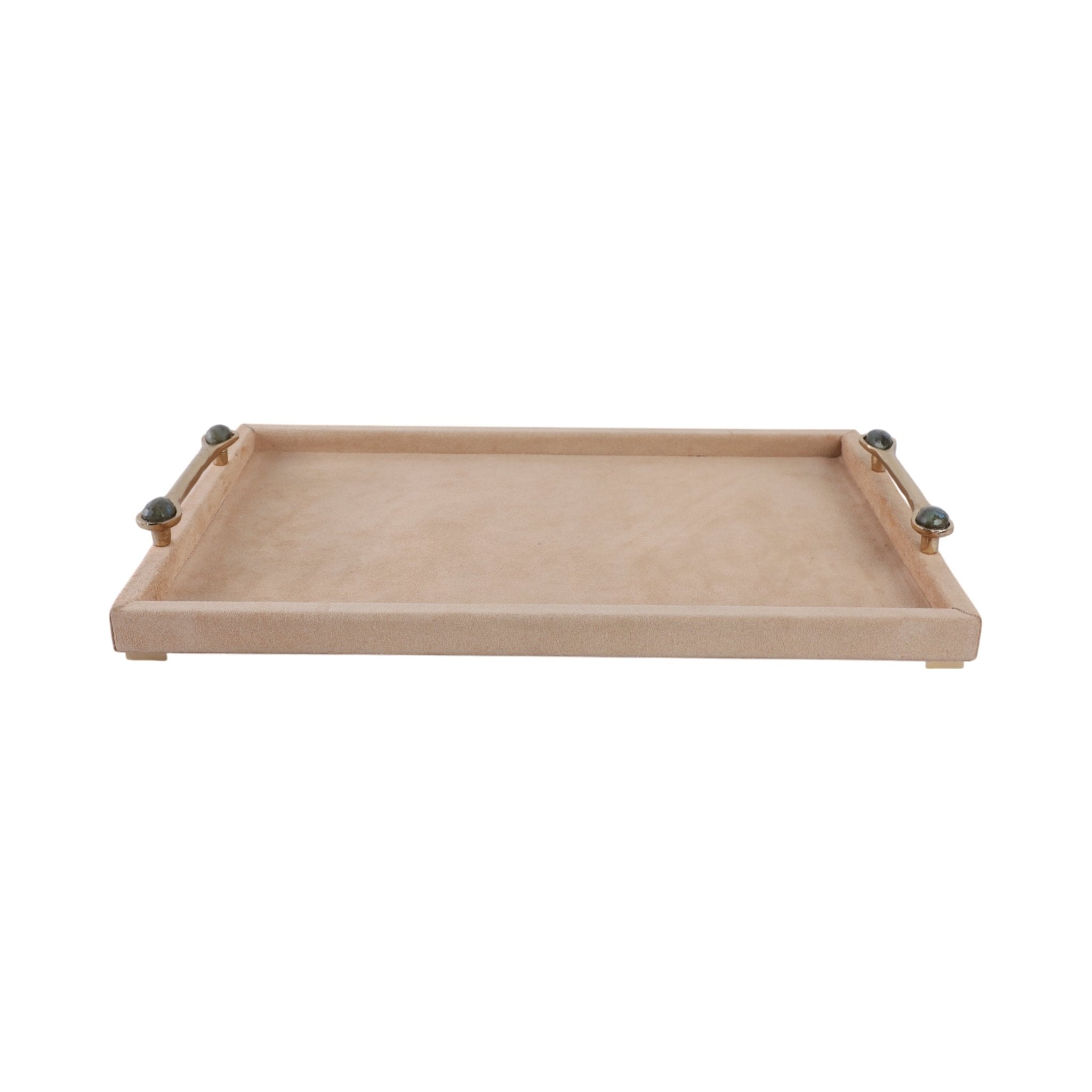 19" KELSIE SUEDE LABRADORITE GEMSTONE HARDWARE TRA Table Decors| Sagebrook Home