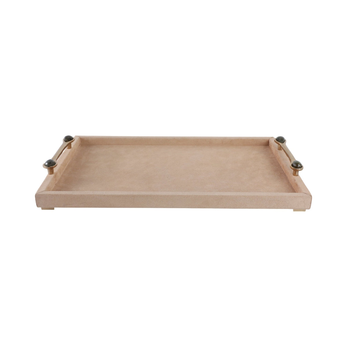 19" KELSIE SUEDE LABRADORITE GEMSTONE HARDWARE TRA Table Decors| Sagebrook Home