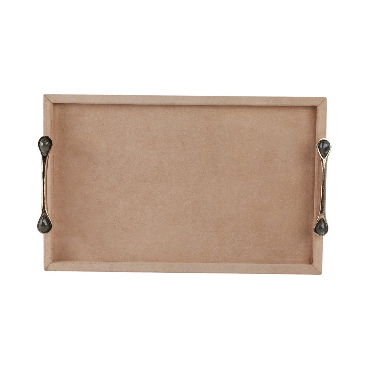 19" KELSIE SUEDE LABRADORITE GEMSTONE HARDWARE TRA Table Decors| Sagebrook Home