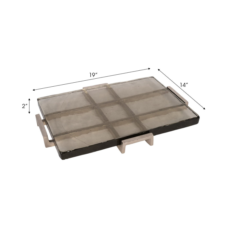 19" Kingston Silver Rectangle Tray - Al Rugaib Furniture