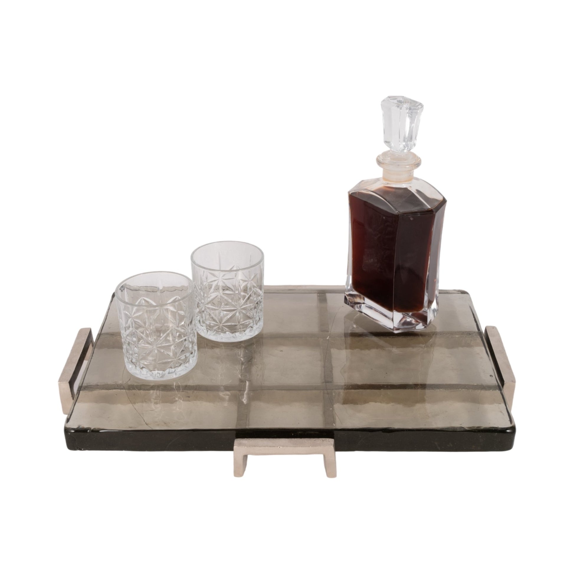 19" Kingston Silver Rectangle Tray Table Decors| Sagebrook Home