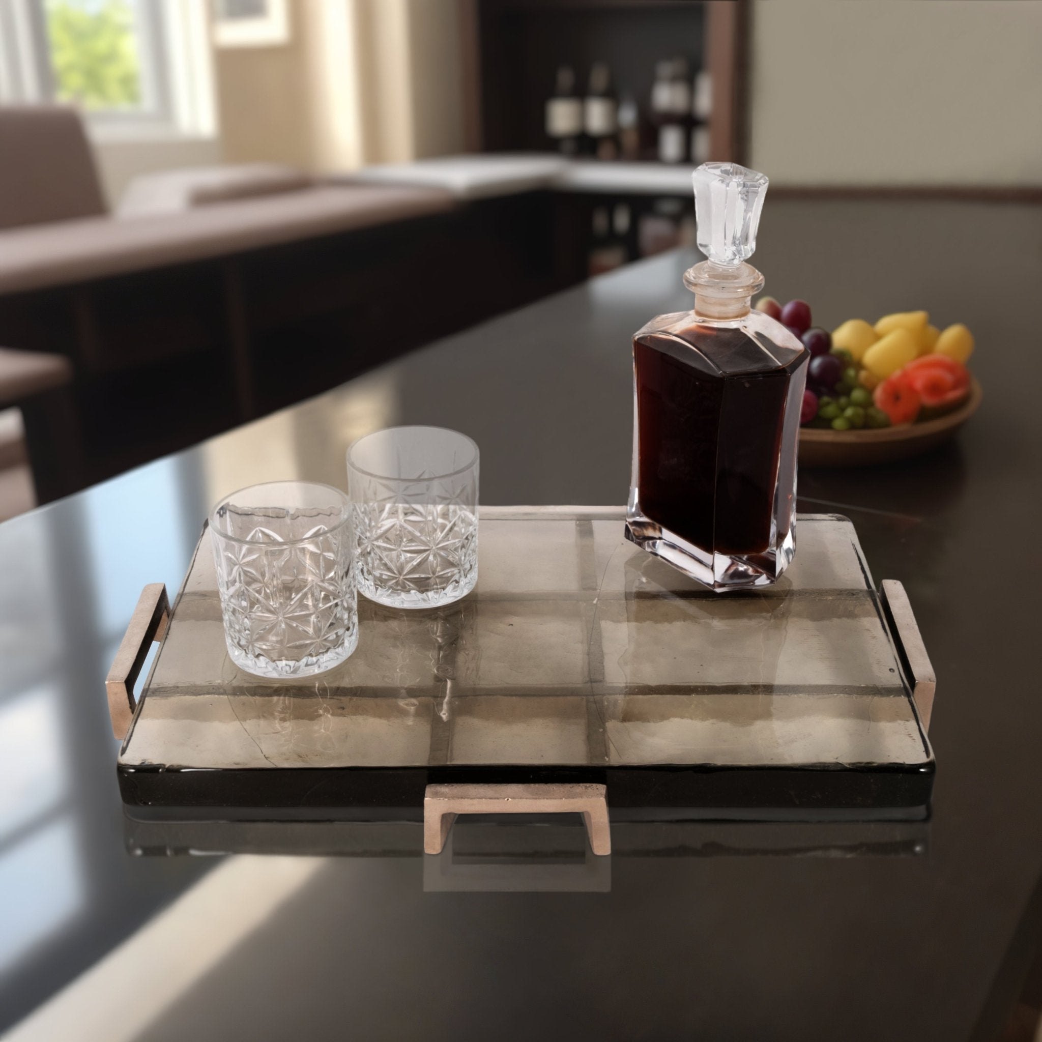 19" Kingston Silver Rectangle Tray Table Decors| Sagebrook Home