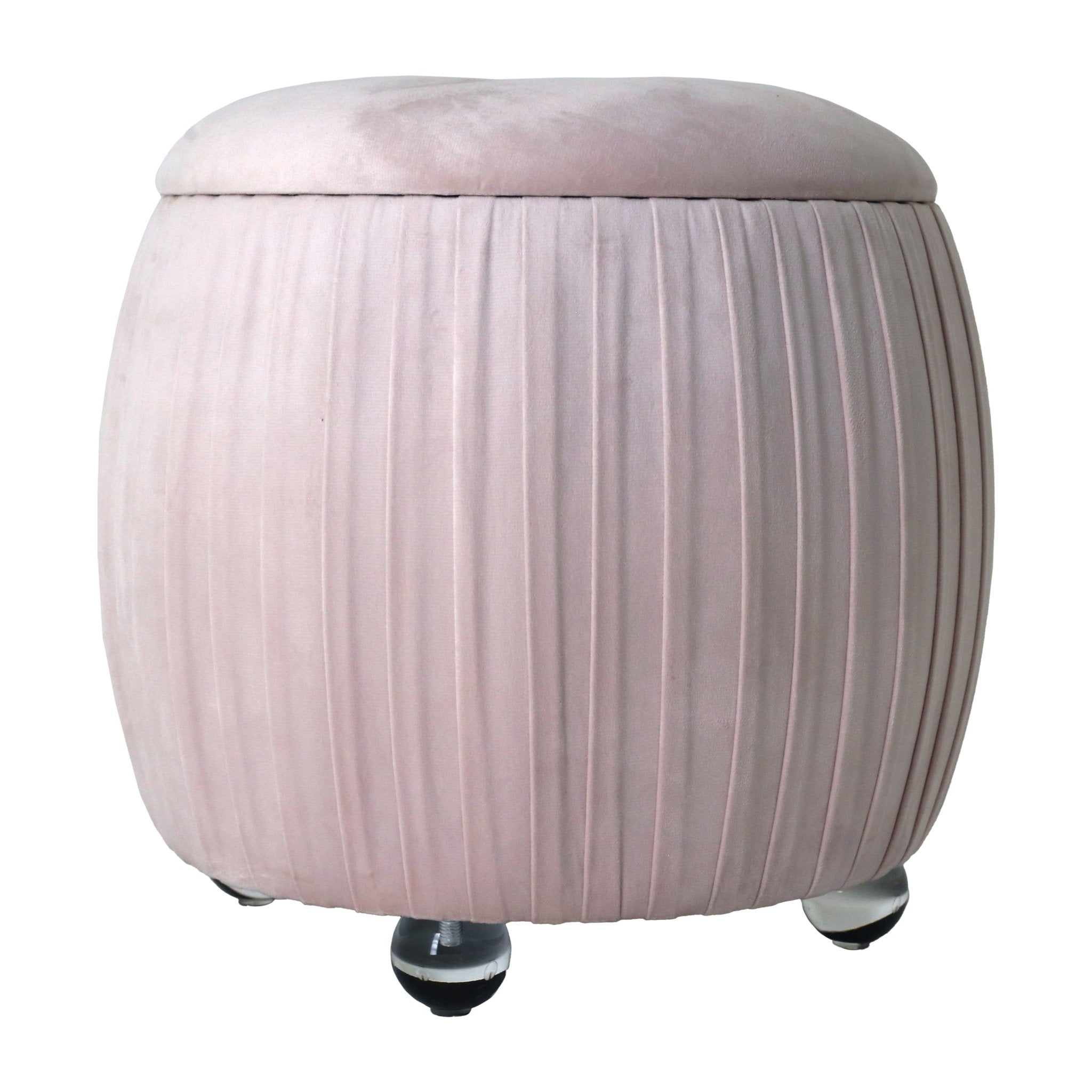 19" Newry Pink Velvet Storage Stool Stools| Sagebrook Home