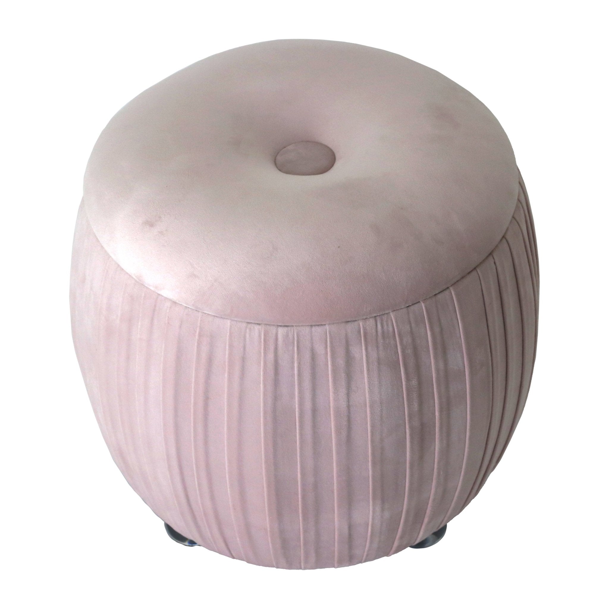 19" Newry Pink Velvet Storage Stool Stools| Sagebrook Home