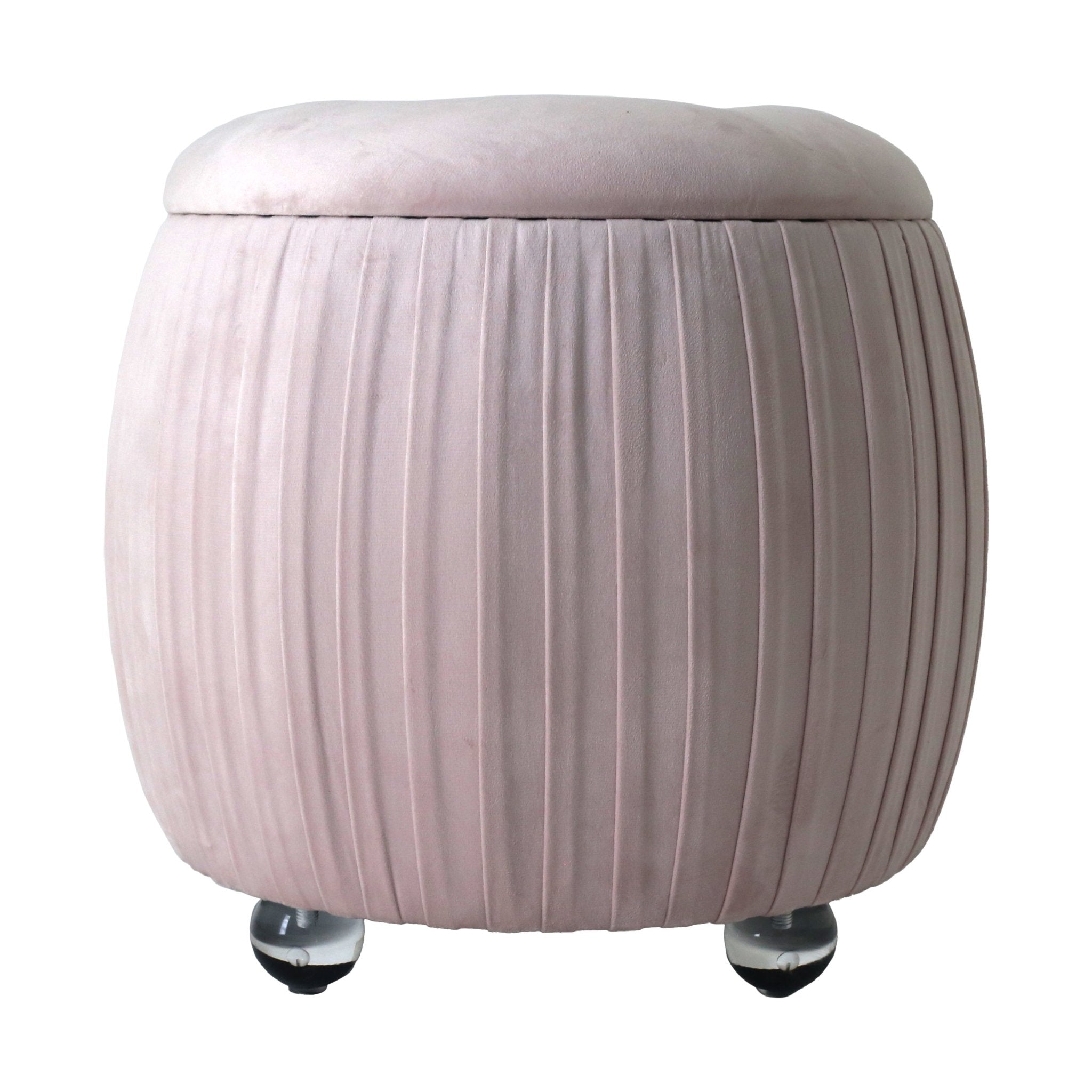 19" Newry Pink Velvet Storage Stool Stools| Sagebrook Home