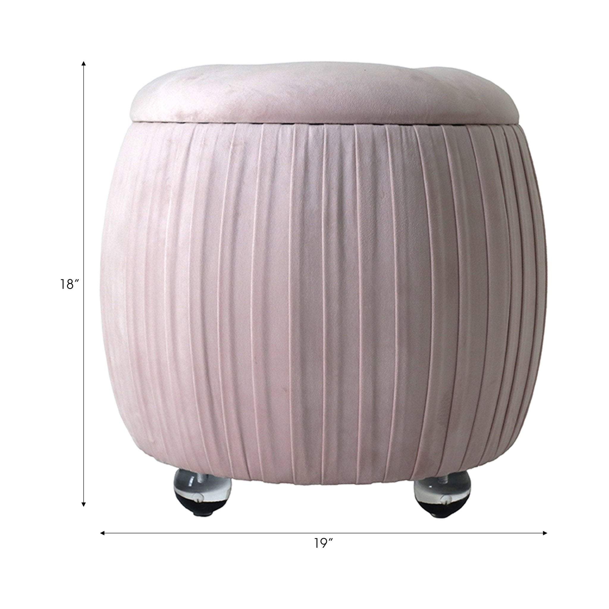 19" Newry Pink Velvet Storage Stool Stools| Sagebrook Home