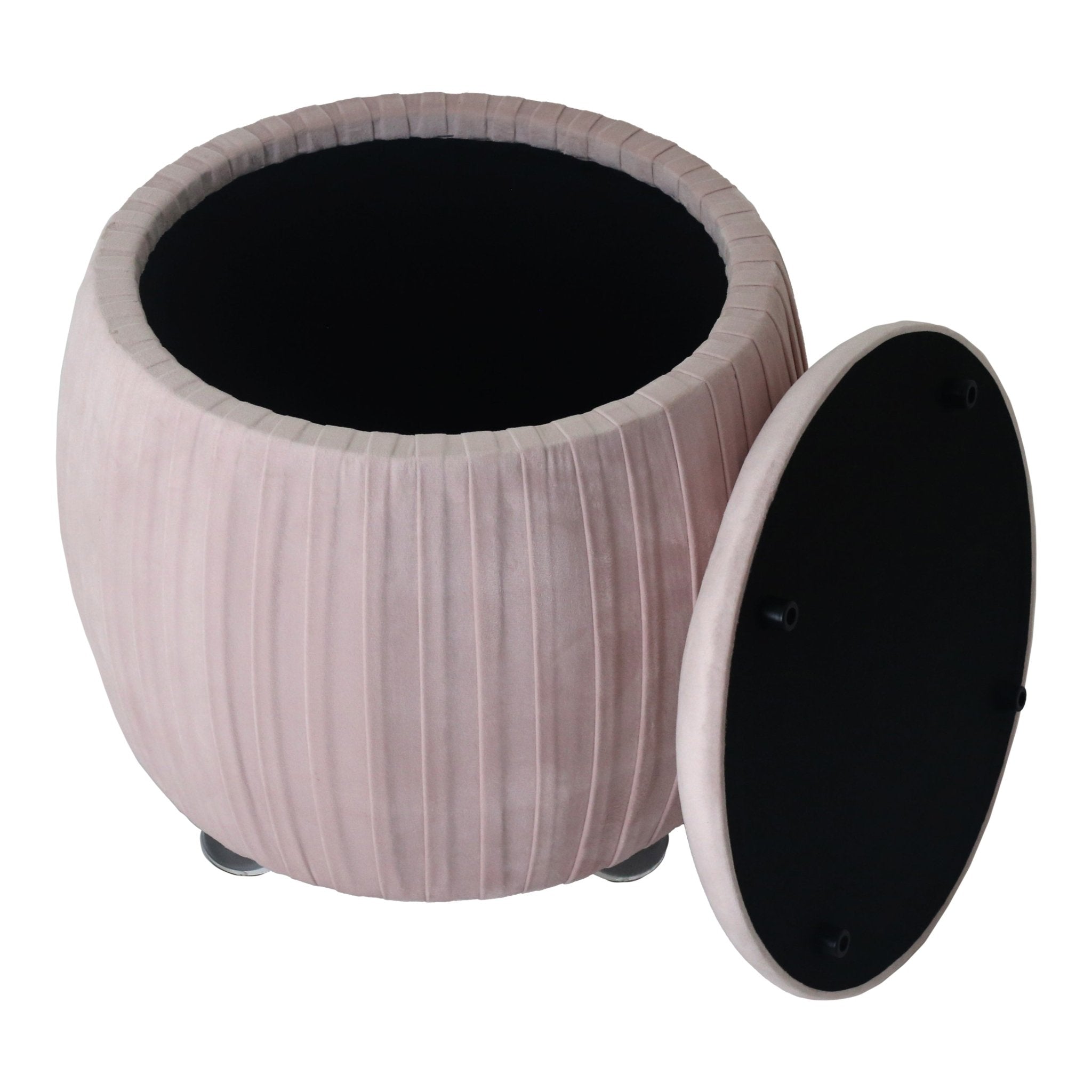 19" Newry Pink Velvet Storage Stool Stools| Sagebrook Home