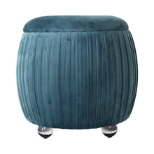 19" Newry Teal Velvet Storage  Stool