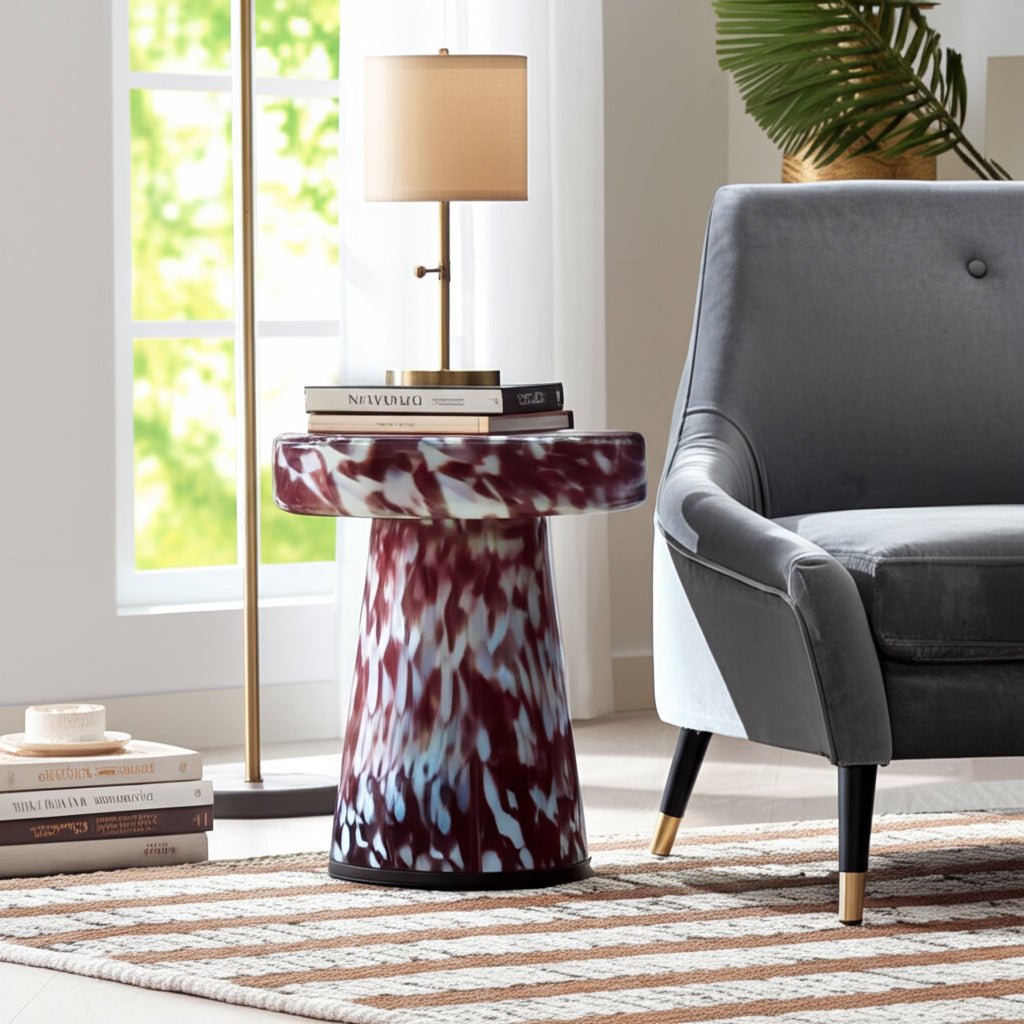 19" Platar Dapple Art Glass Table, Brown Accent & End Tables| Sagebrook Home