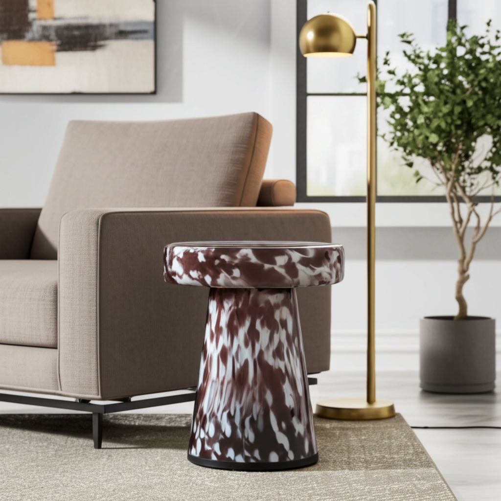 19" Platar Dapple Art Glass Table, Brown Accent & End Tables| Sagebrook Home