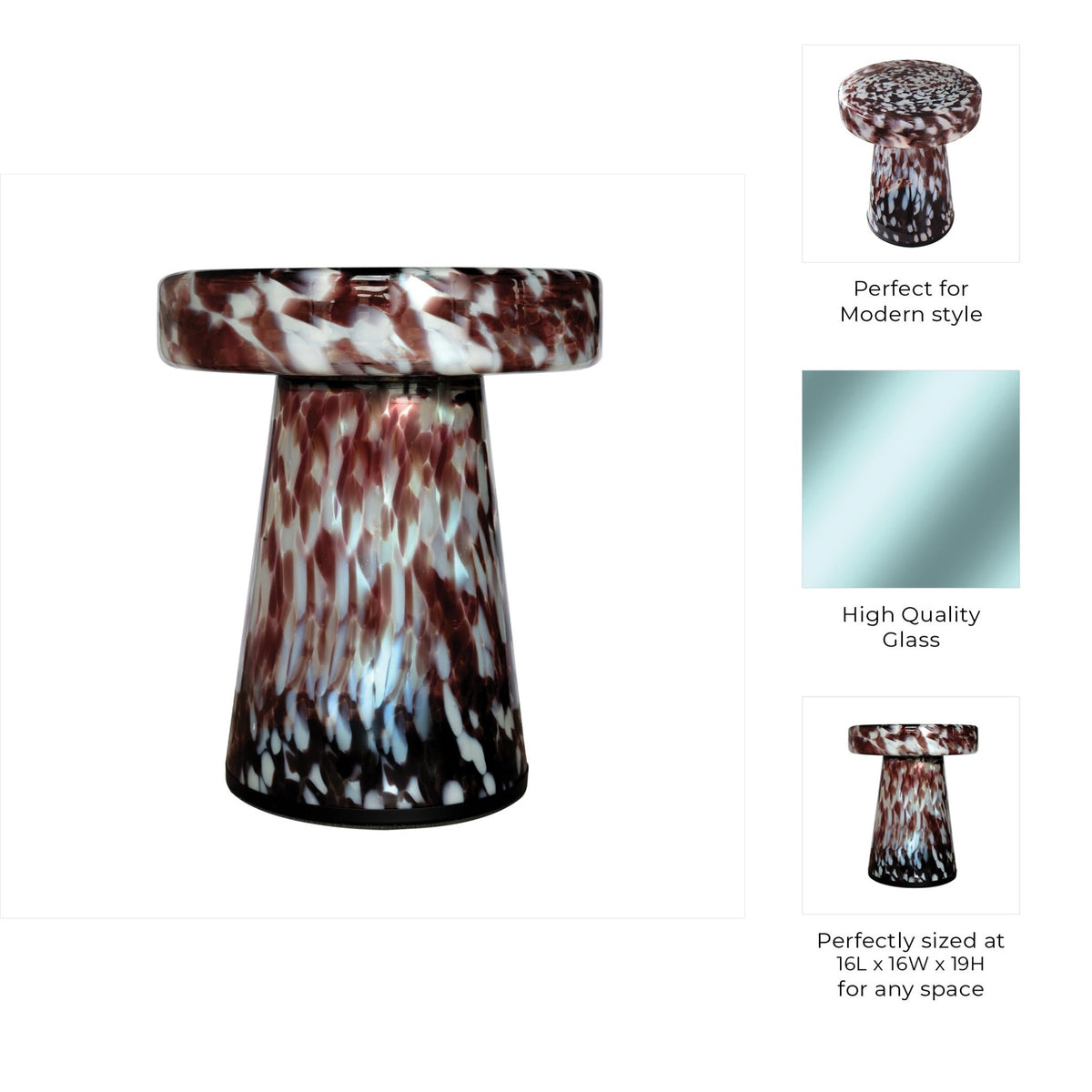 19" Platar Dapple Art Glass Table, Brown Accent & End Tables| Sagebrook Home