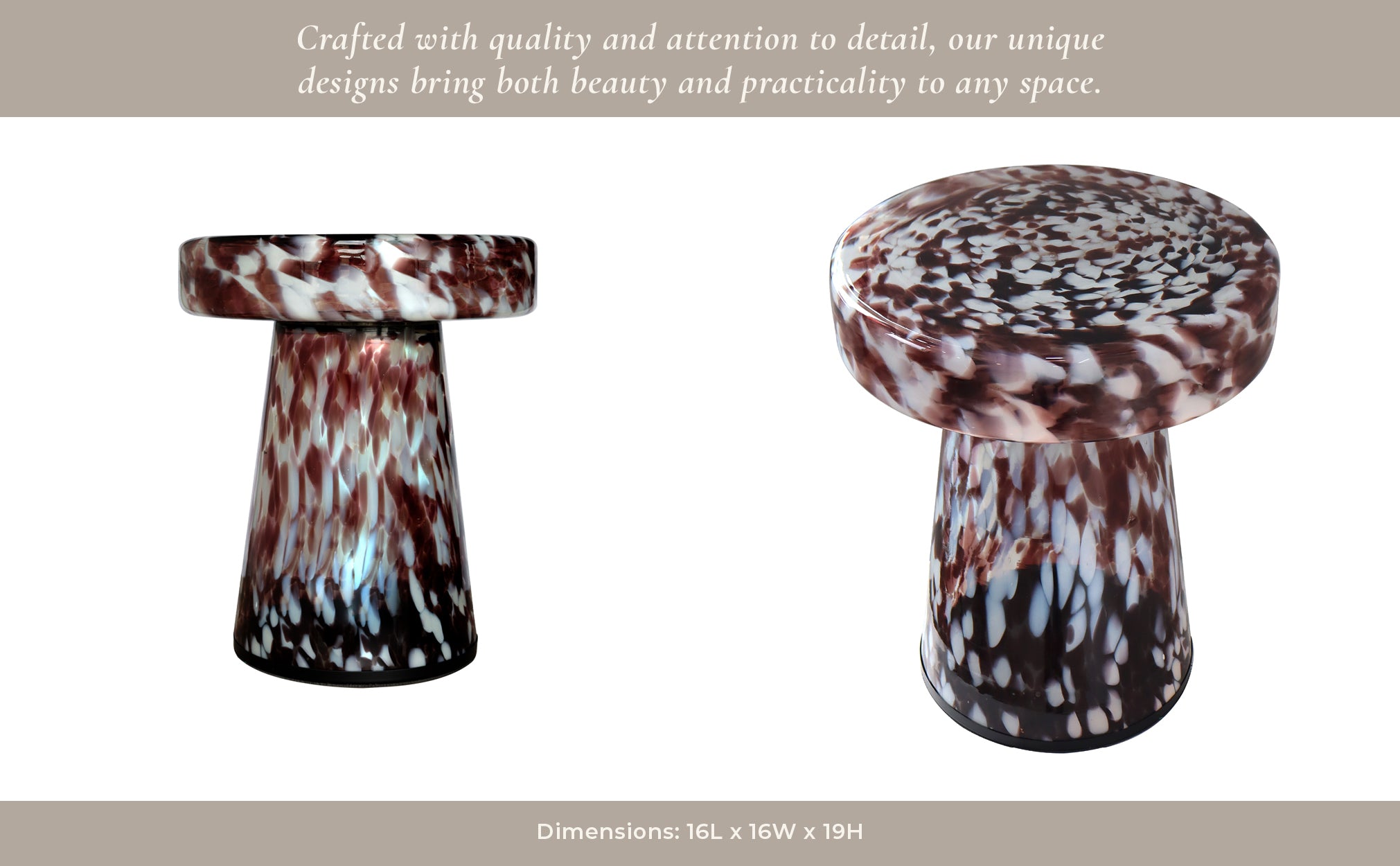19" Platar Dapple Art Glass Table, Brown Accent & End Tables| Sagebrook Home